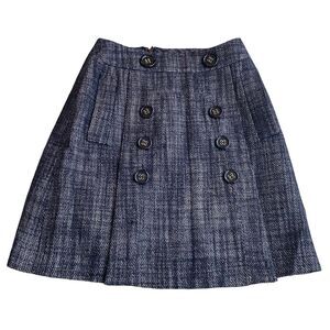 BCBG Size 0‎ Tweed Wool Skirt Blue Academia Blair Waldorf School Girl Preppy